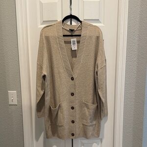 Torrid Vegan Cashmere Cardigan V-Neck Sweater- heather oatmeal